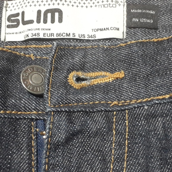 Topman (ASOS) Men's Jeans Slim Fit Dark Blue Wash Size 34S (W34 L30) - Picture 11 of 11